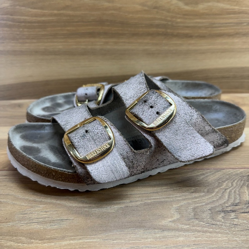 Birkenstock Arizona Big Buckle Pink Crackle Leather 9 N EU 40 Slip On Sandals